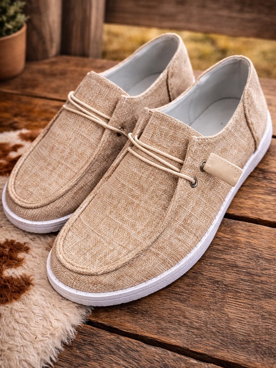 Shoes - Casual Women’s Slip-On Loafers in Light Beige